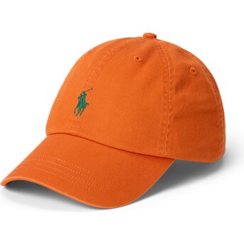 Gorra curva naranja oscuro ajustable con logo verde Cotton Chino Classic Sport de Polo Ralph Lauren
