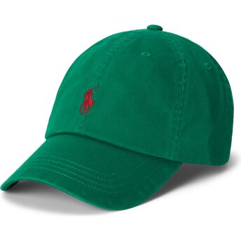 Gorra curva verde ajustable con logo rojo Cotton Chino Classic Sport de Polo Ralph Lauren