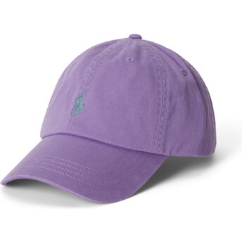Polo Ralph Lauren Curved Brim Grey Logo Cotton Chino Classic Sport Purple Adjustable Cap