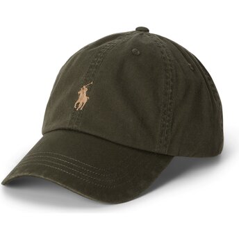 Gorra curva verde oscuro ajustable con logo marrón Cotton Chino Classic Sport de Polo Ralph Lauren