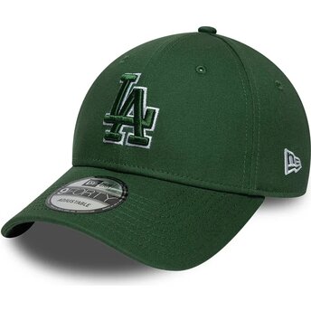 Gorra curva verde ajustable con logo verde 9FORTY Team Outline de Los Angeles Dodgers MLB de New Era