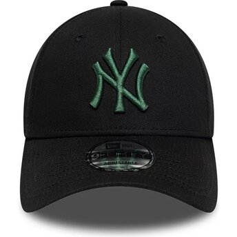 Gorra curva negra ajustable con logo verde oscuro 9FORTY League Essential de New York Yankees MLB de New Era