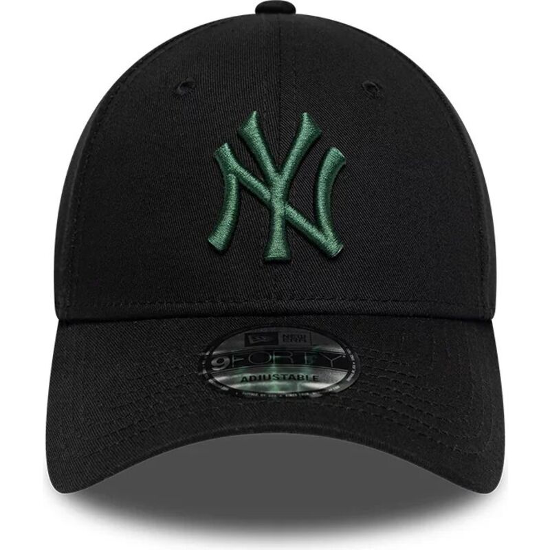 new-era-curved-brim-dark-green-logo-9forty-league-essential-new-york-yankees-mlb-black-adjustable-cap