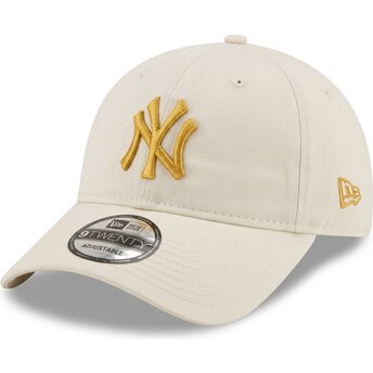 Gorra curva beige ajustable con logo dorado 9TWENTY League Essential de New York Yankees MLB de New Era