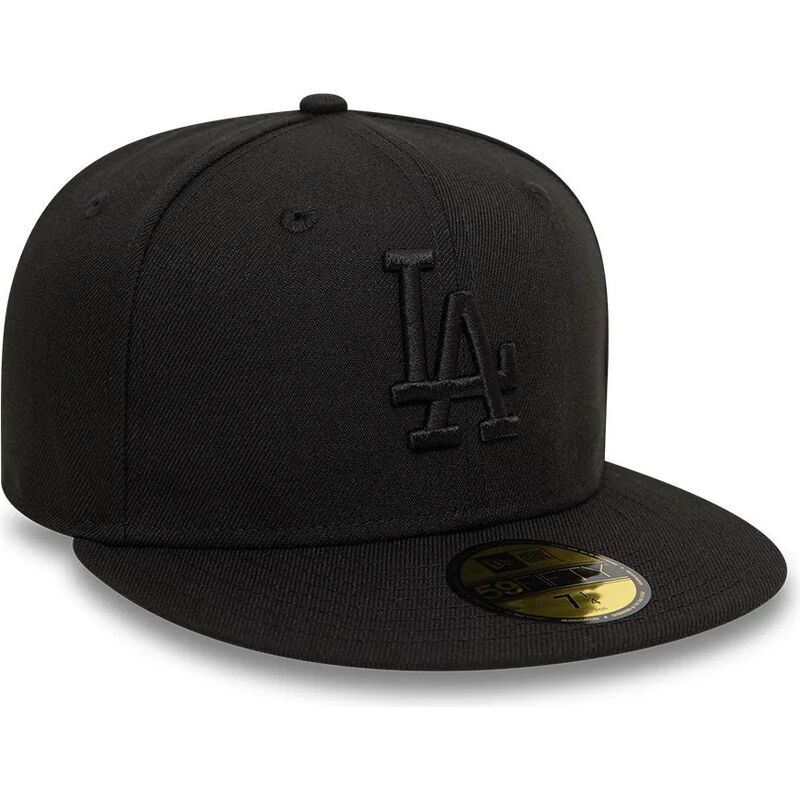 gorra-plana-negra-ajustada-con-logo-negro-59fifty-league-essential-de-los-angeles-dodgers-mlb-de-new-era