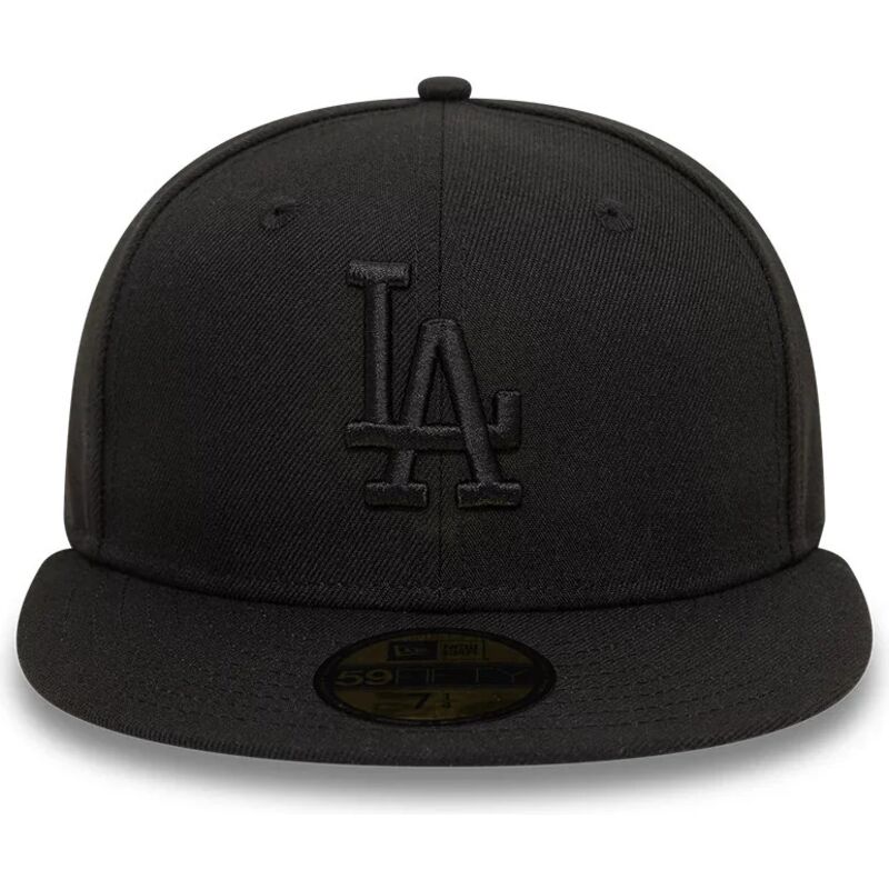 new-era-flat-brim-black-logo-59fifty-league-essential-los-angeles-dodgers-mlb-black-fitted-cap