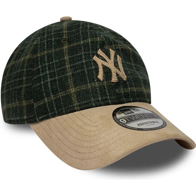 new-era-curved-brim-9twenty-mix-check-new-york-yankees-mlb-green-and-beige-adjustable-cap