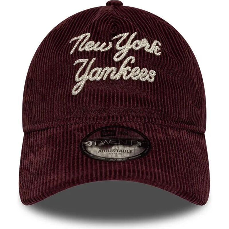 new-era-curved-brim-9twenty-a-frame-cord-script-new-york-yankees-mlb-maroon-adjustable-cap