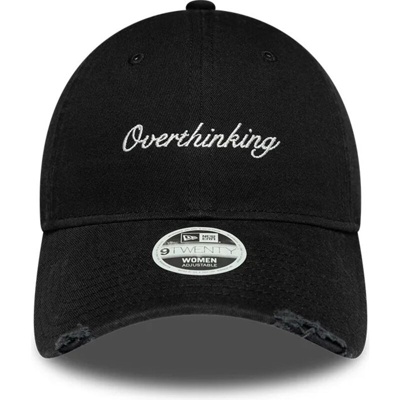 new-era-curved-brim-women-9twenty-slogan-overthinking-black-adjustable-cap