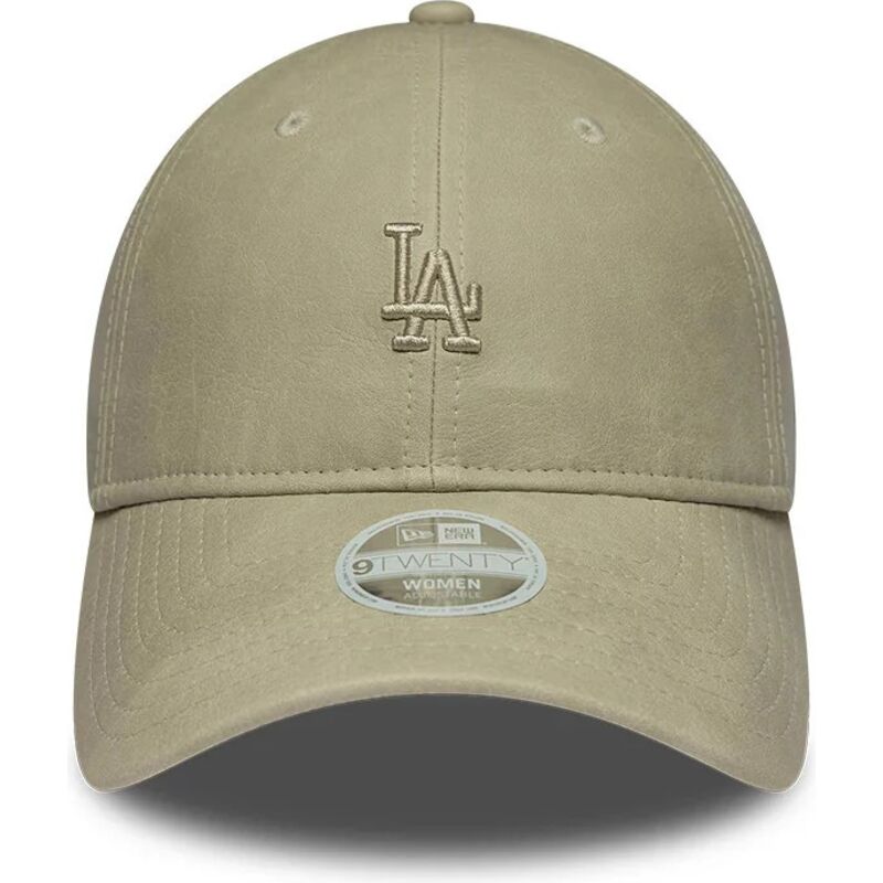 new-era-curved-brim-women-9twenty-washed-pu-los-angeles-dodgers-mlb-beige-adjustable-cap-with-beige-logo