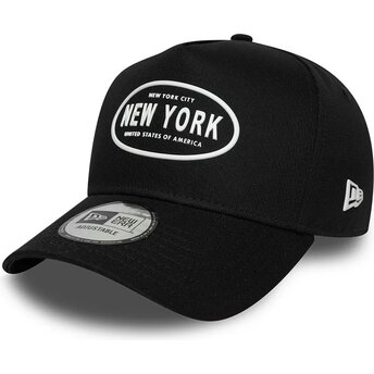 Gorra curva negra snapback E Frame Rubber Logo de New York de New Era