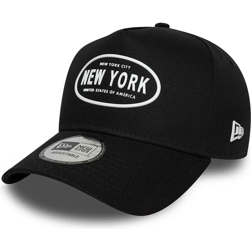 new-era-curved-brim-e-frame-rubber-logo-new-york-black-snapback-cap