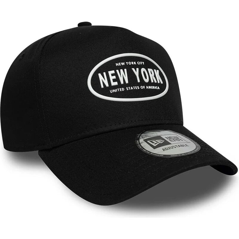 new-era-curved-brim-e-frame-rubber-logo-new-york-black-snapback-cap