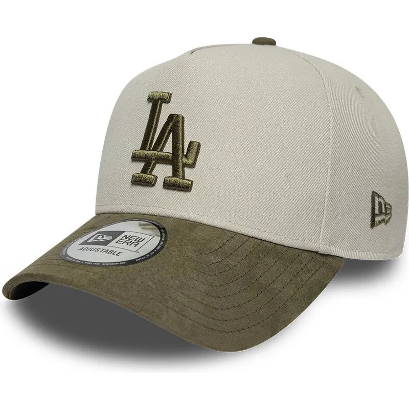 gorra-curva-verde-y-beige-snapback-con-logo-verde-e-frame-suede-visor-de-los-angeles-dodgers-mlb-de-new-era