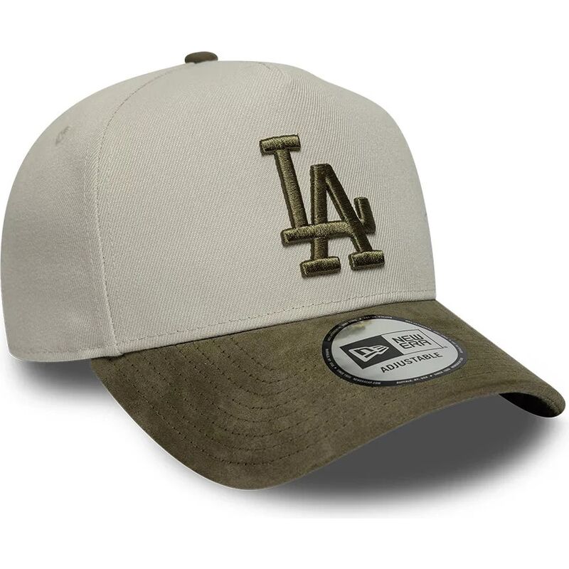 gorra-curva-verde-y-beige-snapback-con-logo-verde-e-frame-suede-visor-de-los-angeles-dodgers-mlb-de-new-era