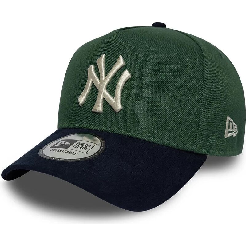 new-era-curved-brim-e-frame-suede-visor-new-york-yankees-mlb-green-and-navy-blue-snapback-cap