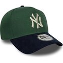 new-era-curved-brim-e-frame-suede-visor-new-york-yankees-mlb-green-and-navy-blue-snapback-cap