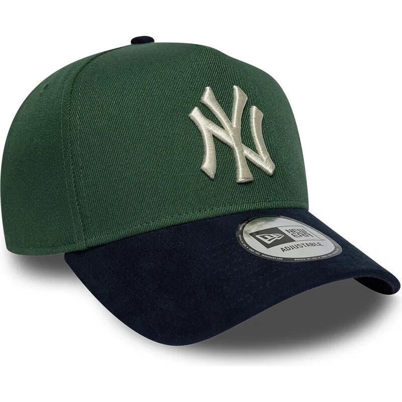 new-era-curved-brim-e-frame-suede-visor-new-york-yankees-mlb-green-and-navy-blue-snapback-cap