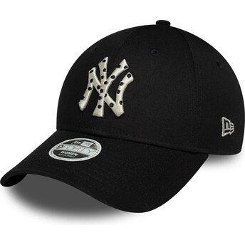 Gorra curva negra ajustable para mujer con logo beige 9FORTY Infill de New York Yankees MLB de New Era