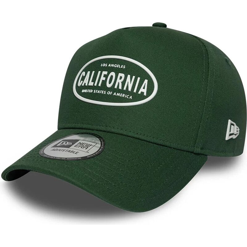 new-era-curved-brim-california-e-frame-rubber-logo-los-angeles-green-snapback-cap