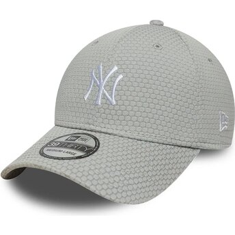 Gorra curva gris ajustada con logo blanco 39THIRTY Stretch Mesh de New York Yankees MLB de New Era