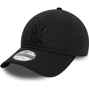 New Era Curved Brim Black Logo 9TWENTY League Essential New York Yankees MLB Black Adjustable Cap