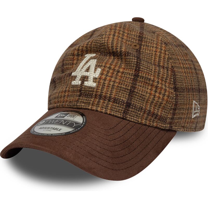 new-era-curved-brim-9twenty-mix-check-los-angeles-dodgers-mlb-brown-adjustable-cap new-era-curved-brim-9twenty-mix-check-los-angeles-dodgers-mlb-brown-adjustable-cap