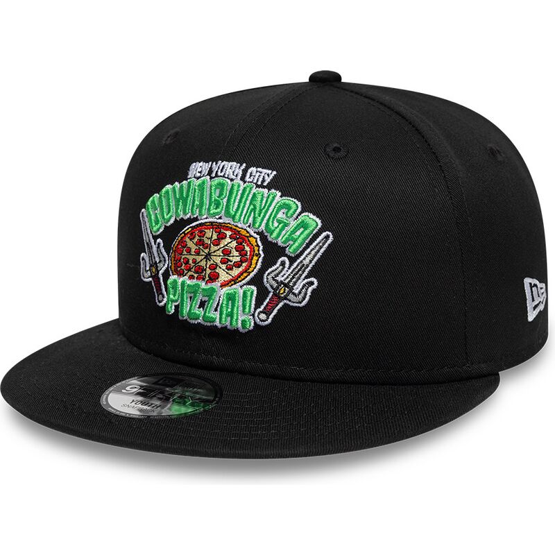 gorra-plana-negra-snapback-para-nino-9fifty-cowabunga-pizza-de-tortugas-ninja-de-new-era