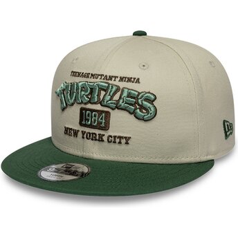 Gorra plana verde y beige snapback para niño 9FIFTY de Tortugas Ninja de New Era