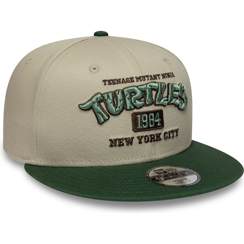 gorra-plana-verde-y-beige-snapback-para-nino-9fifty-de-tortugas-ninja-de-new-era