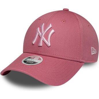 Gorra curva rosa ajustable para mujer con logo rosa 9FORTY League Essential CAS de New York Yankees MLB de New Era
