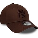 new-era-curved-brim-brown-logo-9forty-league-essential-new-york-yankees-mlb-dark-brown-adjustable-cap