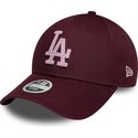gorra-curva-granate-ajustable-para-mujer-con-logo-rosa-9forty-metallic-de-los-angeles-dodgers-mlb-de-new-era