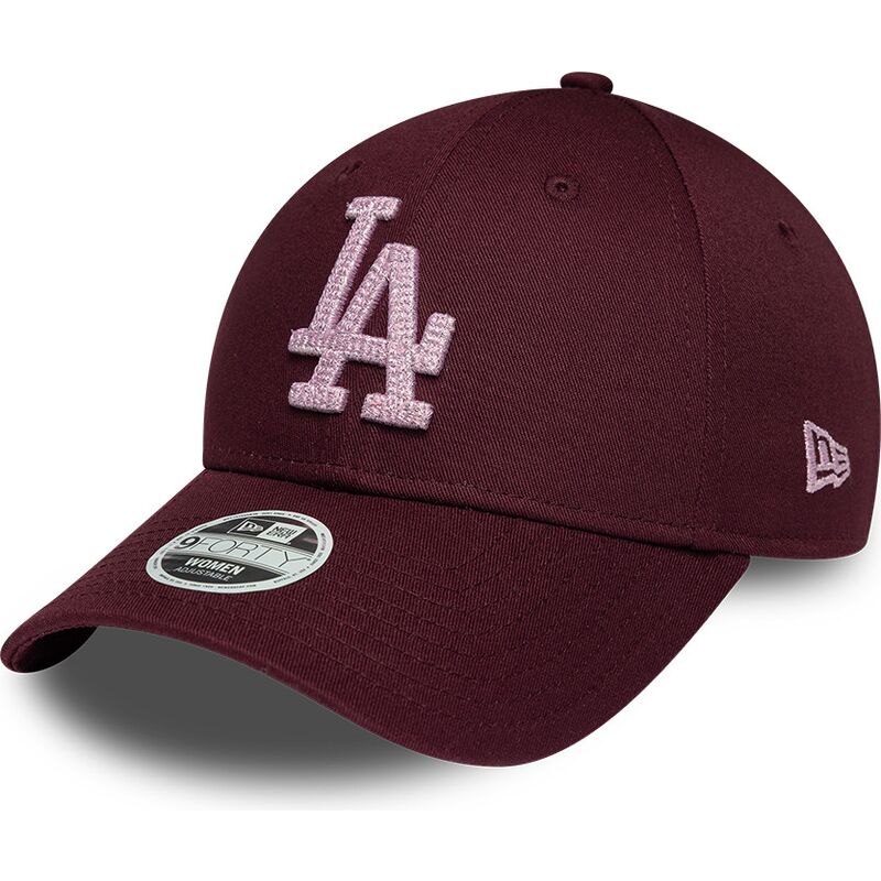gorra-curva-granate-ajustable-para-mujer-con-logo-rosa-9forty-metallic-de-los-angeles-dodgers-mlb-de-new-era
