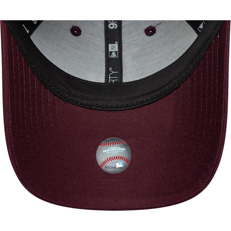 new-era-curved-brim-women-pink-logo-9forty-metallic-los-angeles-dodgers-mlb-maroon-adjustable-cap