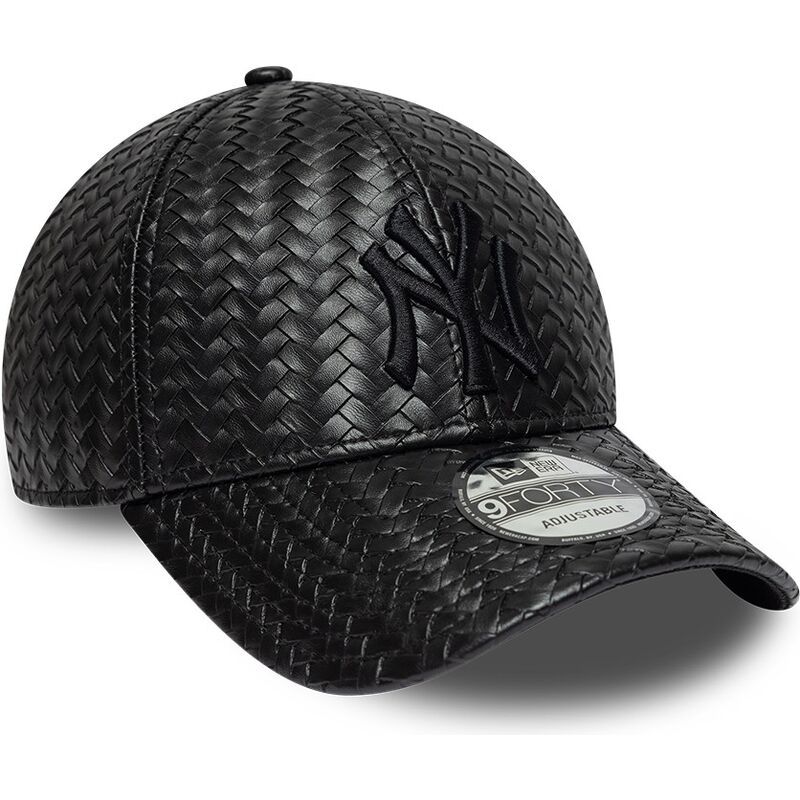 new-era-curved-brim-black-logo-9forty-pu-weave-new-york-yankees-mlb-black-snapback-cap new-era-curved-brim-black-logo-9forty-pu-weave-new-york-yankees-mlb-black-snapback-cap