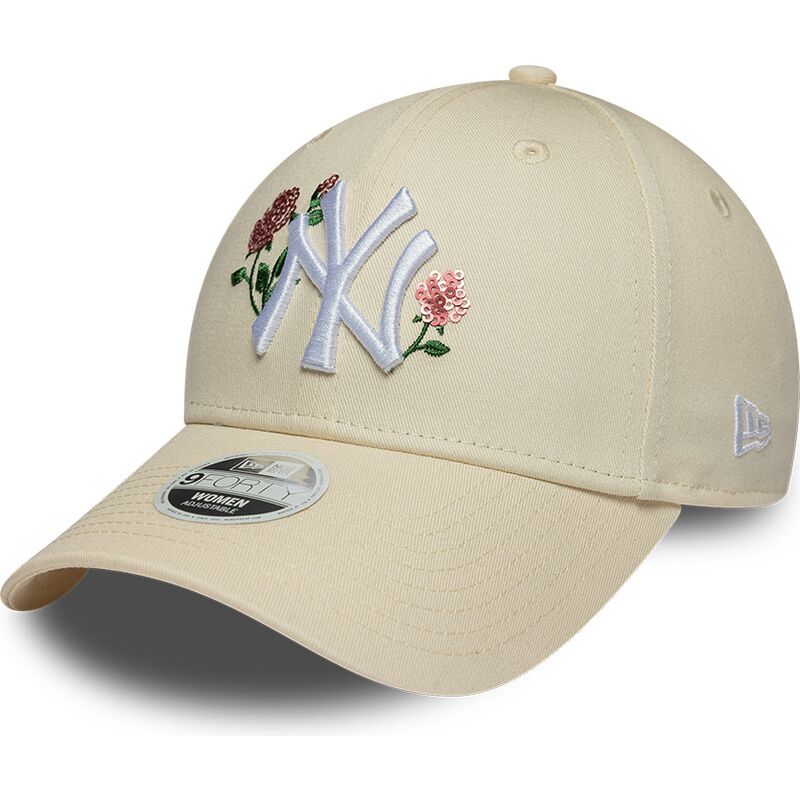 gorra-curva-beige-snapback-para-mujer-9forty-rose-sequin-de-new-york-yankees-mlb-de-new-era