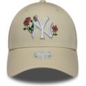 gorra-curva-beige-snapback-para-mujer-9forty-rose-sequin-de-new-york-yankees-mlb-de-new-era