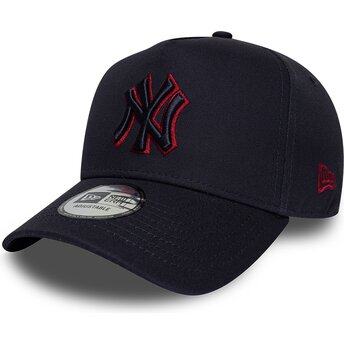 Gorra curva azul marino snapback con logo rojo E Frame Team Outline de New York Yankees MLB de New Era