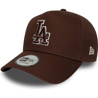 Gorra curva marrón snapback con logo marrón E Frame Team Outline de Los Angeles Dodgers MLB de New Era