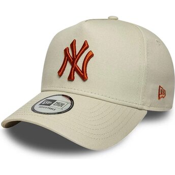 New Era Curved Brim Brown Logo E Frame League Essential New York Yankees MLB Beige Snapback Cap