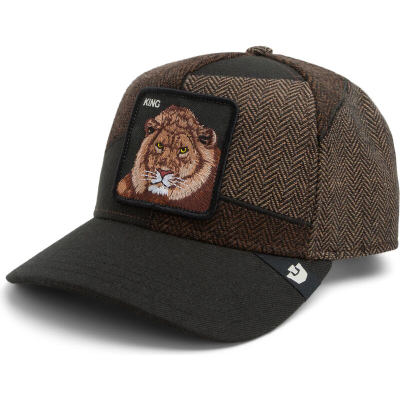 goorin-bros-curved-brim-lion-sartorial-king-patchwork-the-farm-brown-snapback-cap