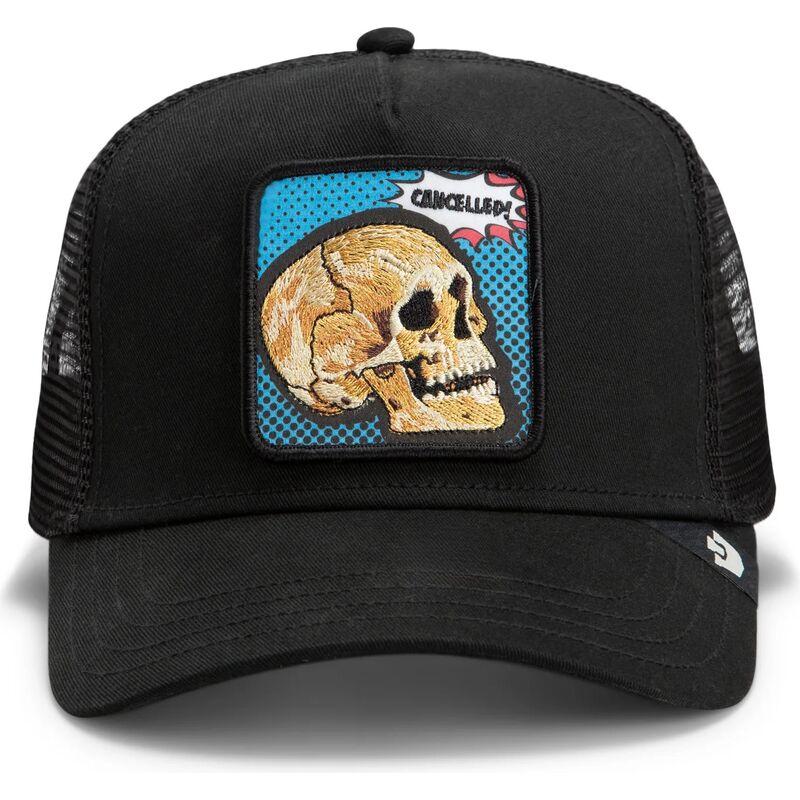goorin-bros-cancelled-skull-pop-art-strikes-back-the-farm-black-trucker-hat goorin-bros-cancelled-skull-pop-art-strikes-back-the-farm-black-trucker-hat