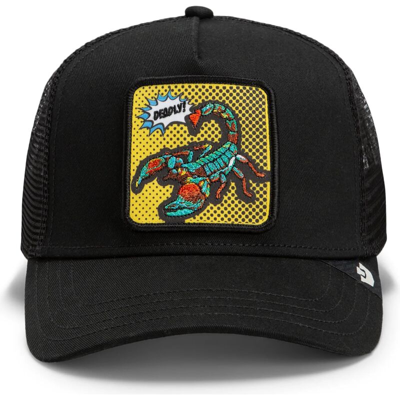 gorra-trucker-negra-escorpion-deadly-scorpion-pop-art-strikes-back-the-farm-de-goorin-bros