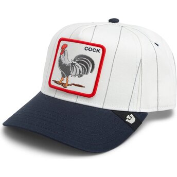 Goorin Bros. Curved Brim Rooster Pinstripe Rooster Cock Playmakers The Farm Grey and Navy Blue Snapback Cap