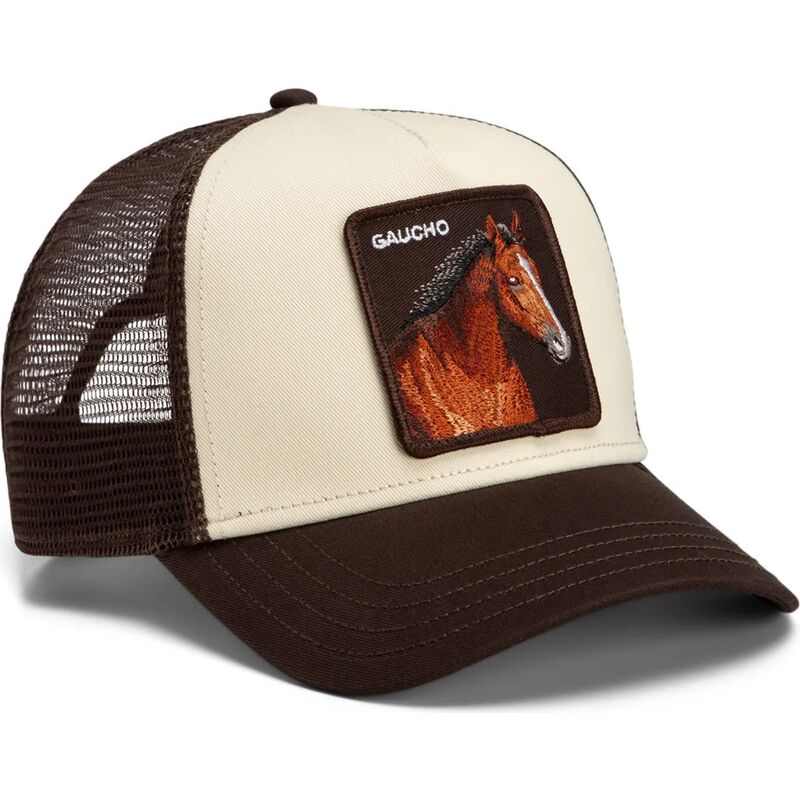gorra-trucker-marron-y-beige-caballo-gaucho-original-recipe-the-farm-de-goorin-bros