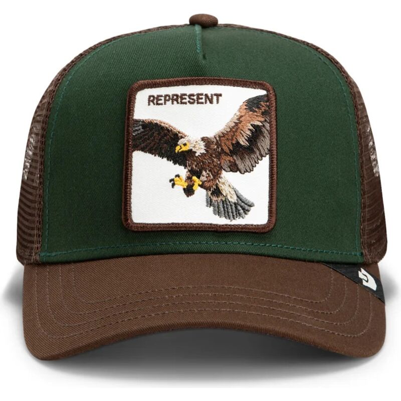 gorra-trucker-verde-y-marron-aguila-represent-eagle-original-recipe-the-farm-de-goorin-bros gorra-trucker-verde-y-marron-aguila-represent-eagle-original-recipe-the-farm-de-goorin-bros