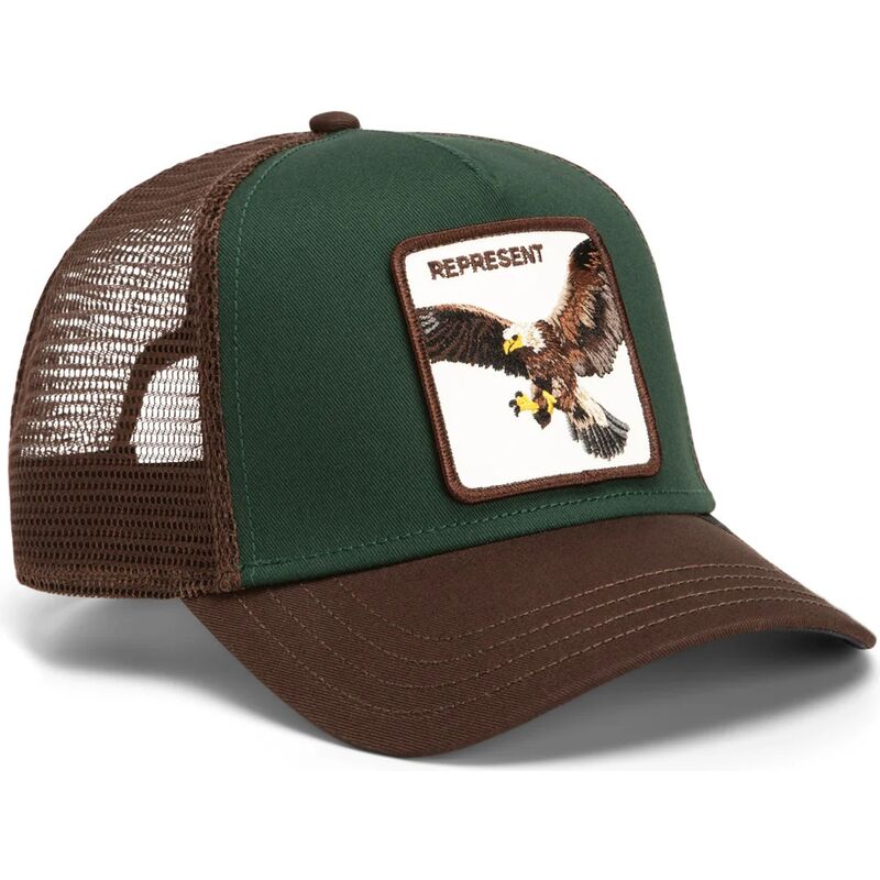 gorra-trucker-verde-y-marron-aguila-represent-eagle-original-recipe-the-farm-de-goorin-bros gorra-trucker-verde-y-marron-aguila-represent-eagle-original-recipe-the-farm-de-goorin-bros