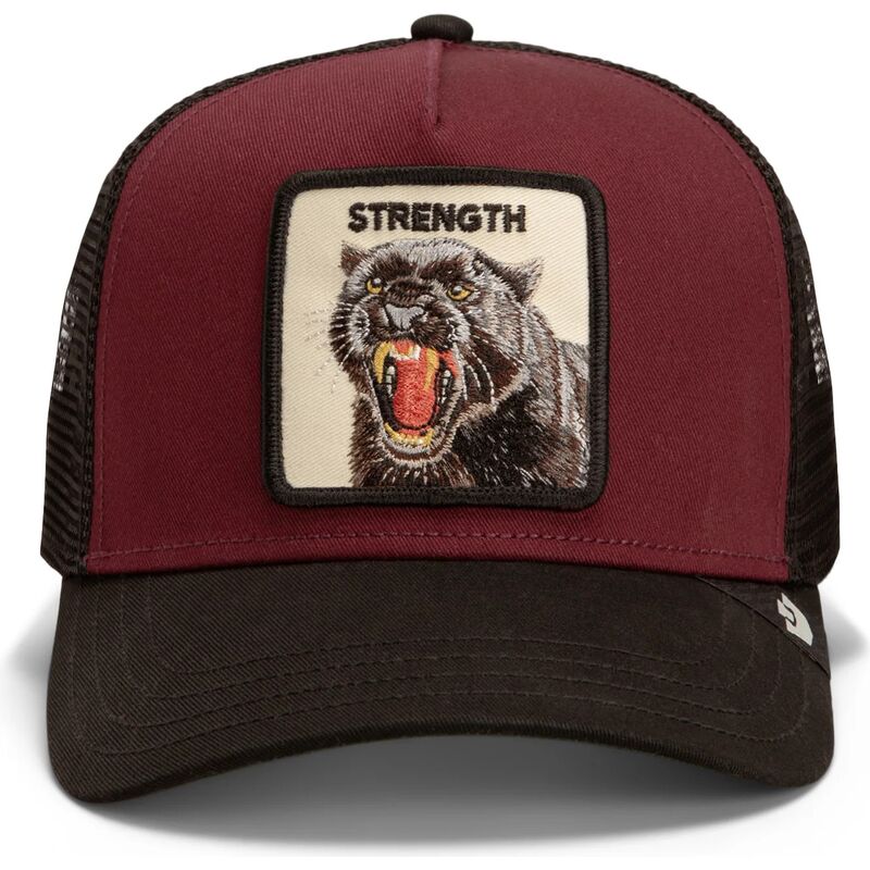 gorra-trucker-granate-y-negra-pantera-strength-panther-original-recipe-the-farm-de-goorin-bros