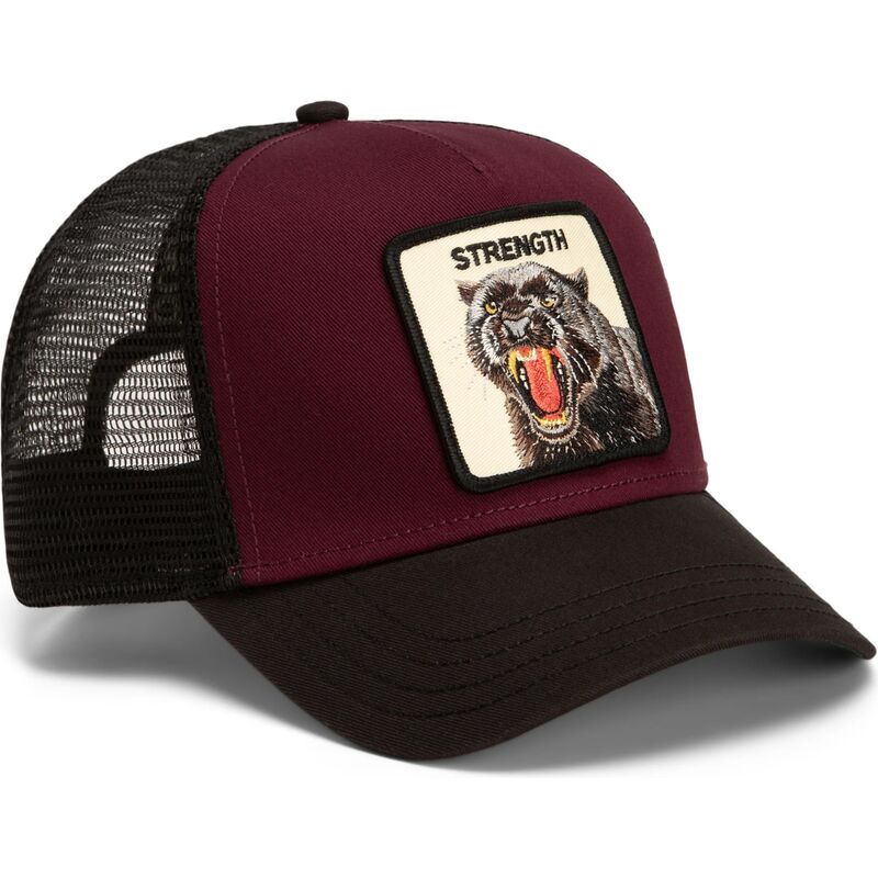 gorra-trucker-granate-y-negra-pantera-strength-panther-original-recipe-the-farm-de-goorin-bros
